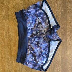 Girls IVIVVA (Lululemon) Shorts. Purple & Navy, Size 8. In Excellent Condition.